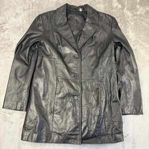 Preston & York Women’s Black Mid-Length 100% Genuine Leather Jacket size M